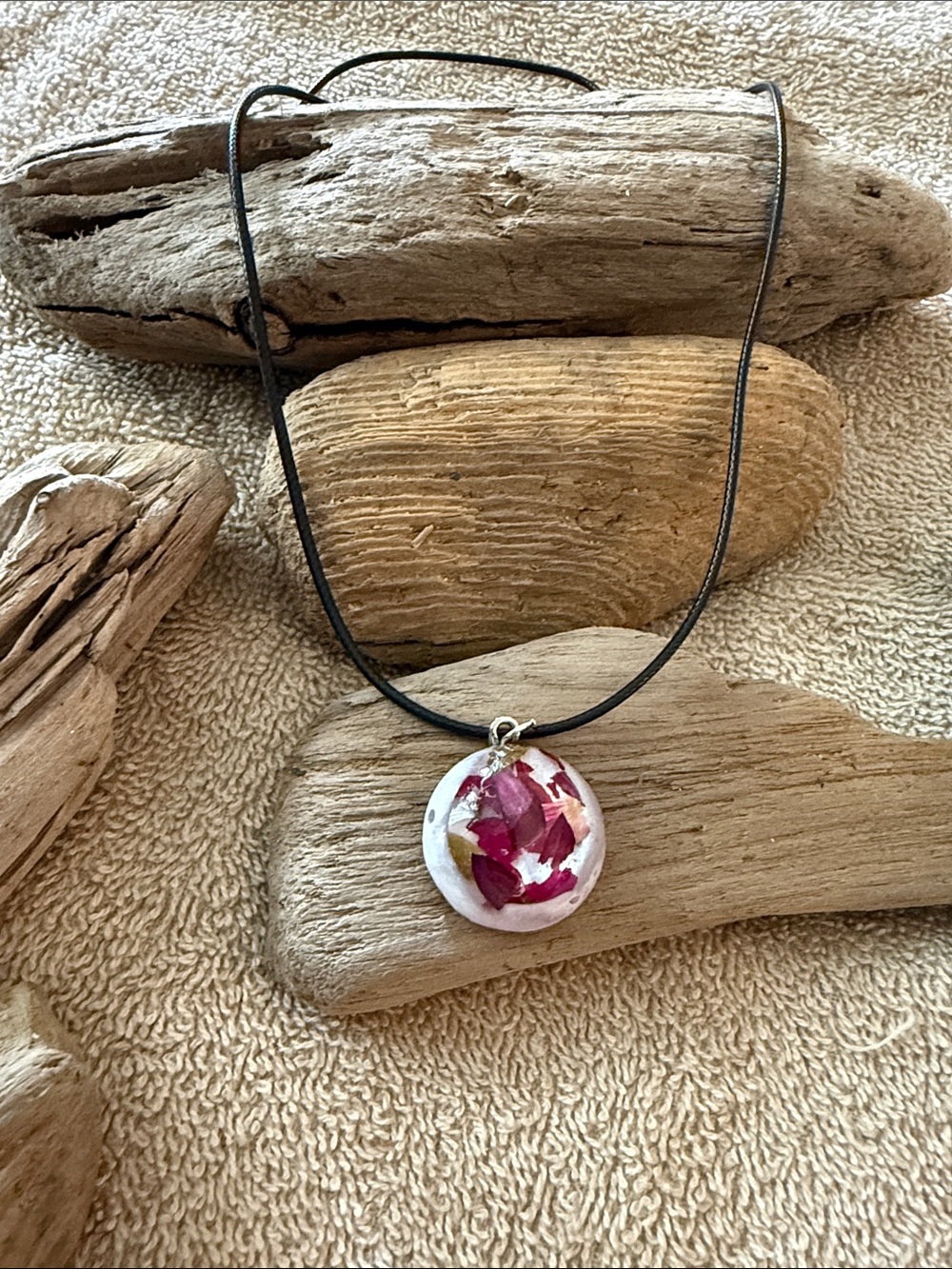 Handcrafted Pink Floral Resin Pendant Necklace